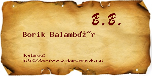 Borik Balambér névjegykártya